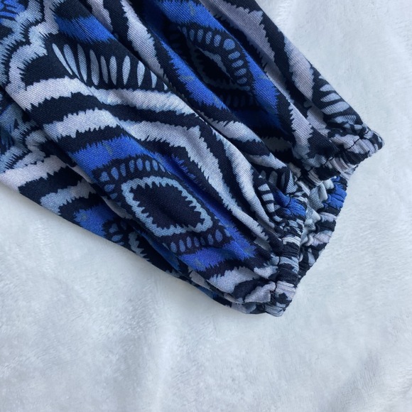 NWT Johnny Was Blouse Top Sz L Blue Artsy Whimsical Printed 3/4 Sleeve MSRP $150 - Picture 6 of 11